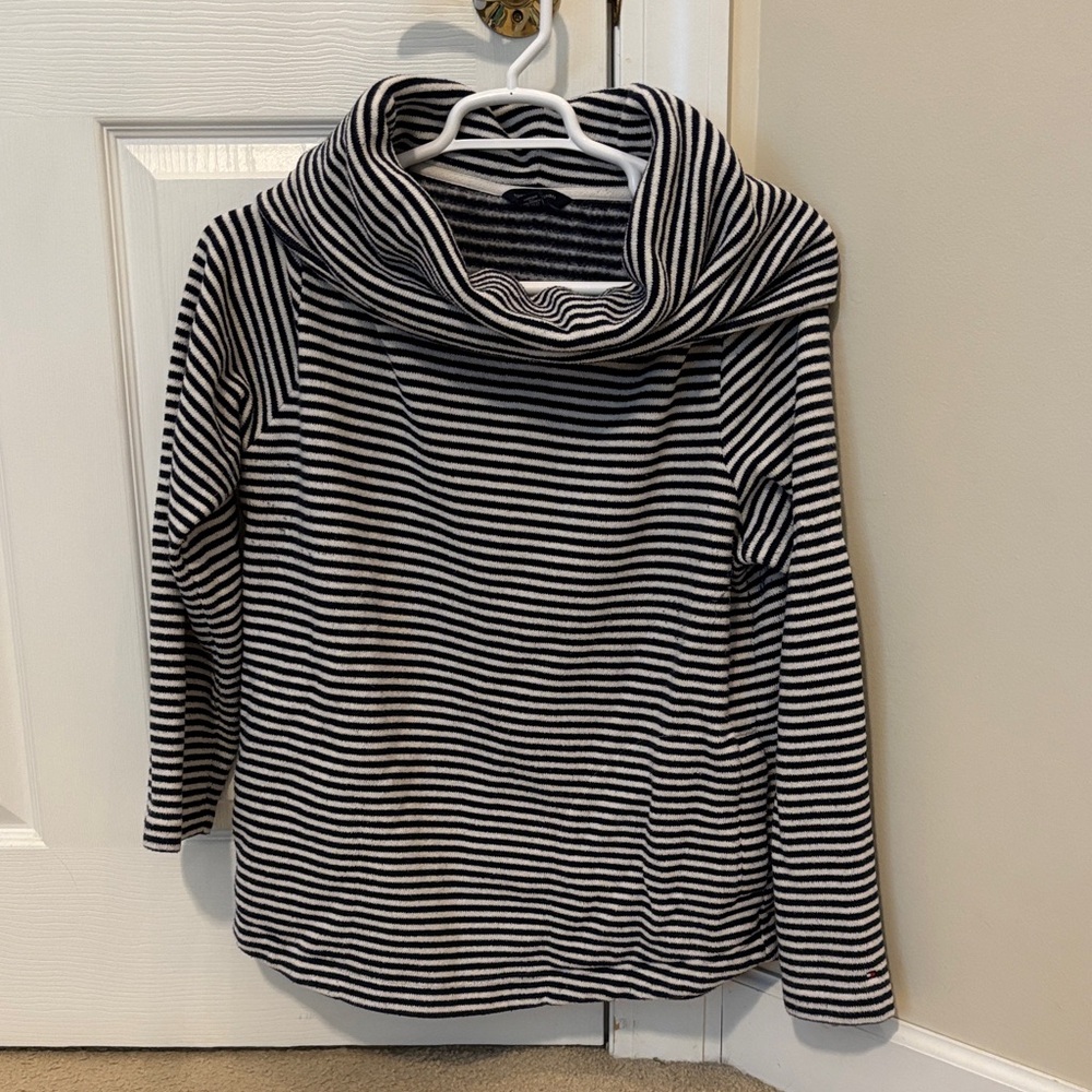 Tommy Hilfiger Black/Dark Navy and White Striped Cowl Neck Sweater